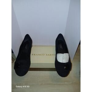 Franco Sarto Pumps Womens 8M Asia Black Leather Slip On Platform Shoes With Box